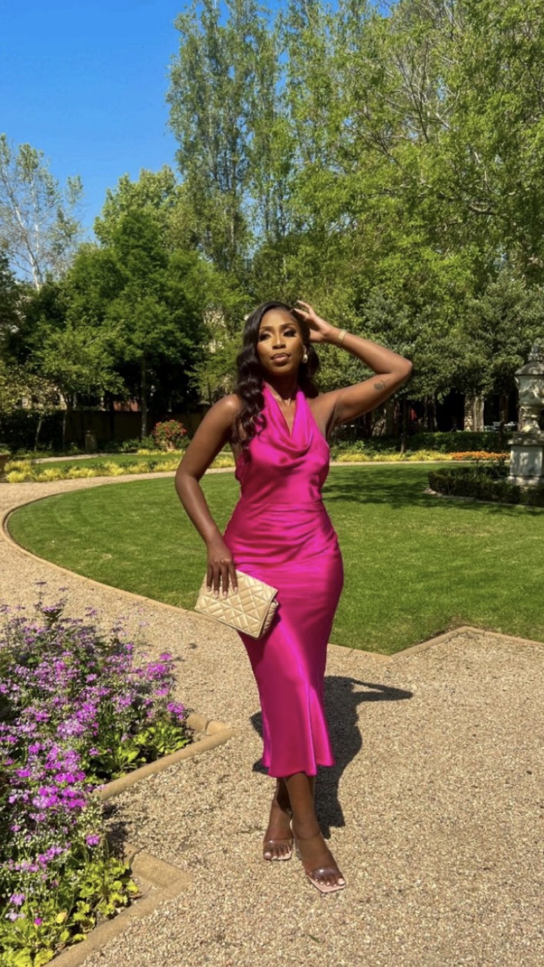 Silk Halter Neck Midi Dress — image 4 of 5