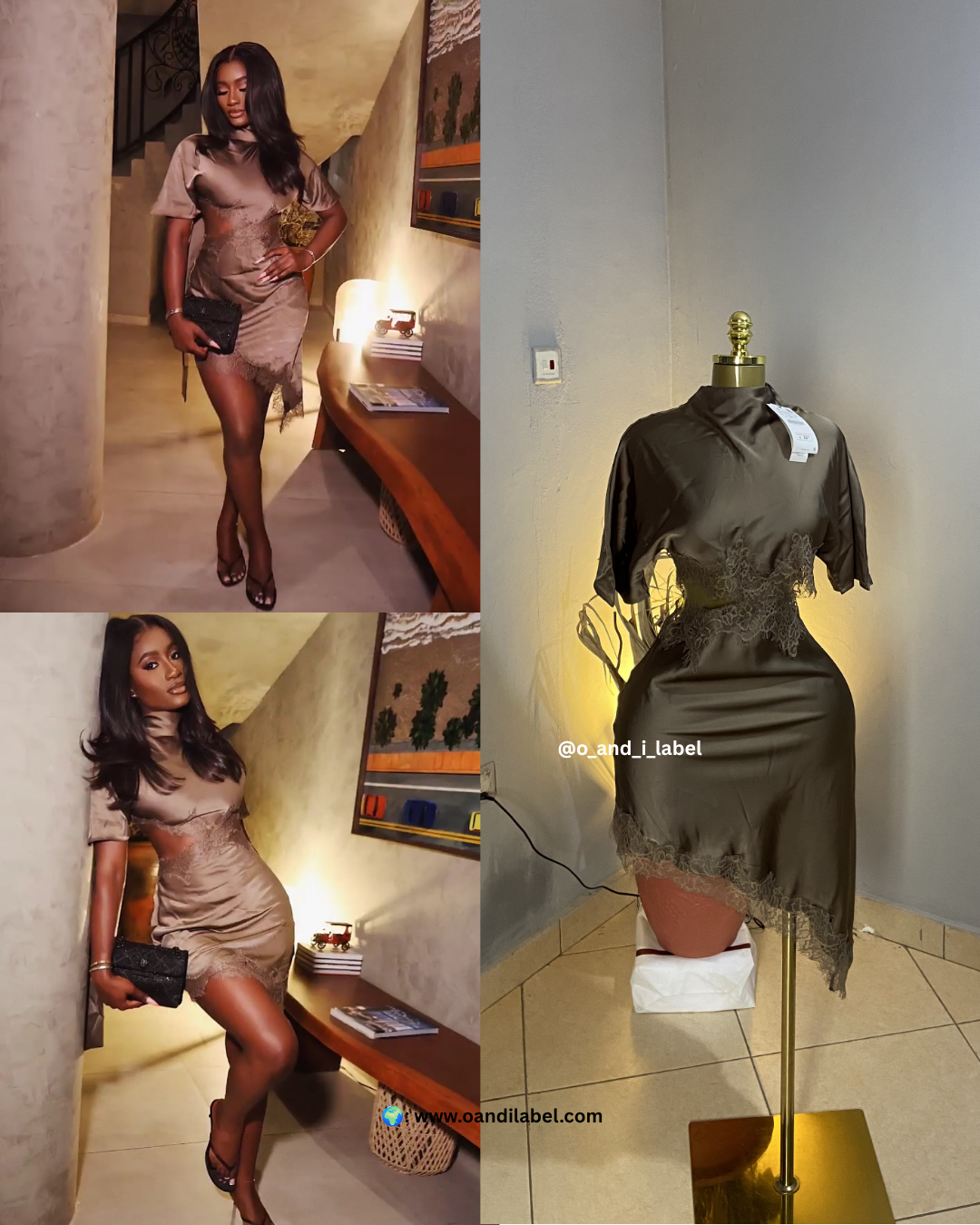 Silk Assymetric Lace Dress — image 1 of 4