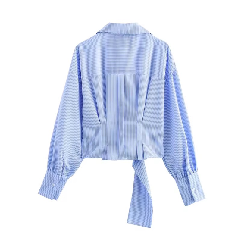 Striped Long Sleeve Shirt with Belt — image 2 of 2