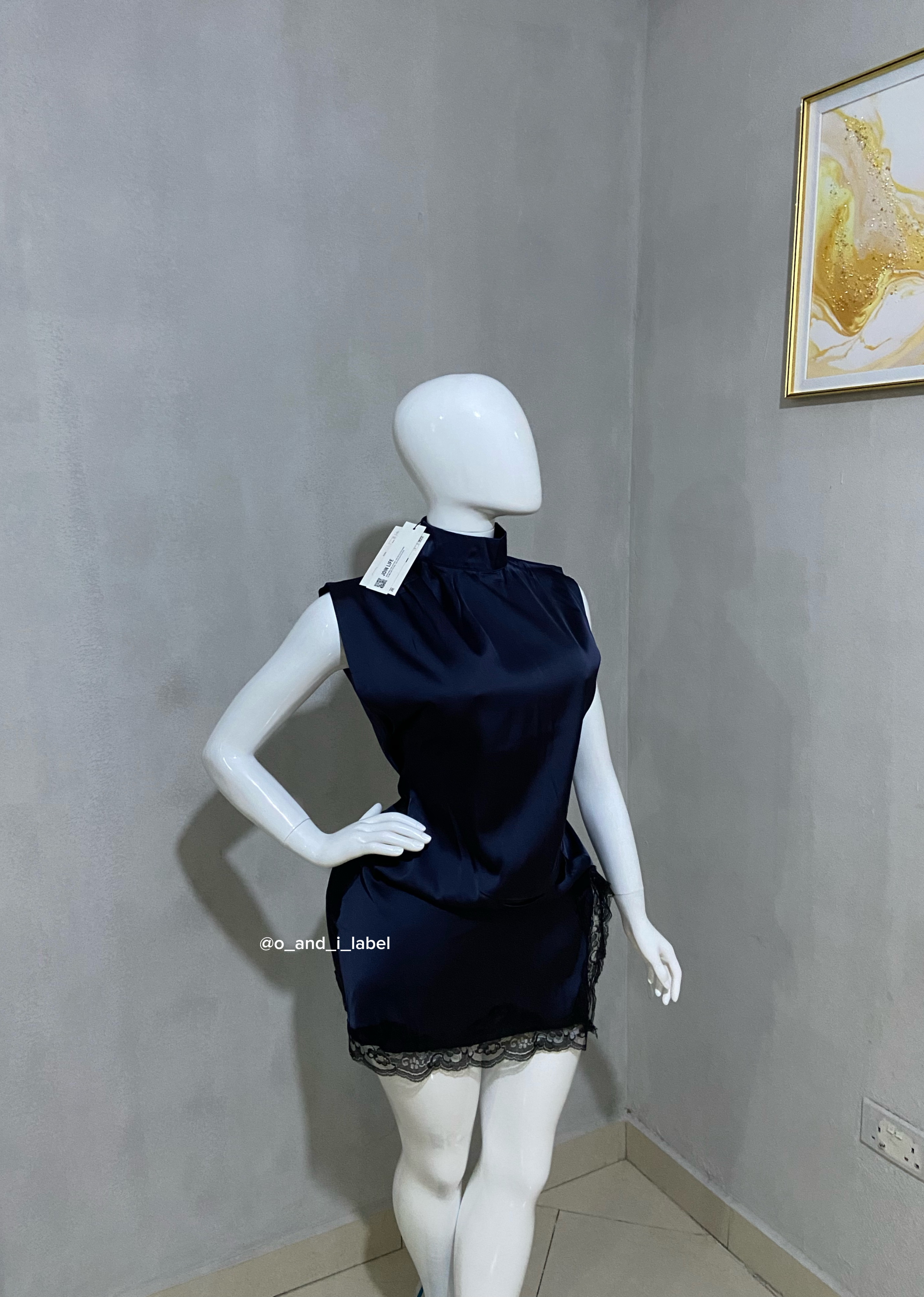 Sleeveless Silk Lace Mini Dress — image 2 of 2
