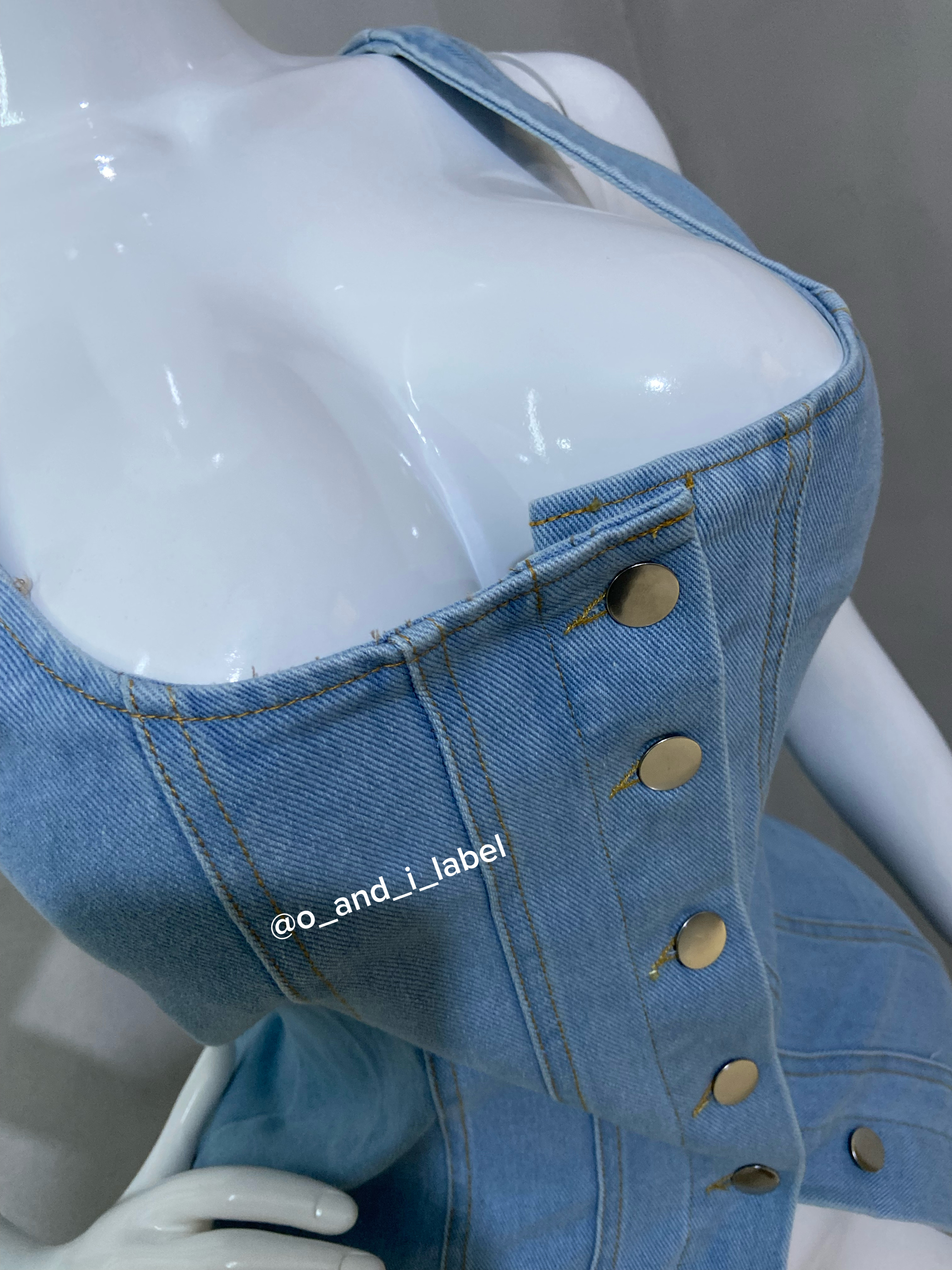 Button-Down Slim Fitted Denim Dress — image 2 of 2