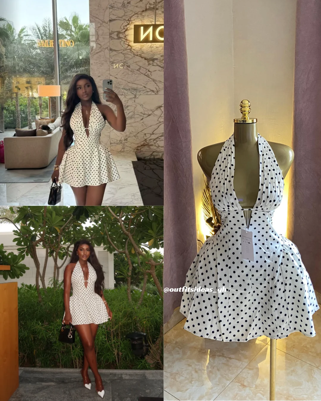 Stylish V-neck Polka Dot Dress