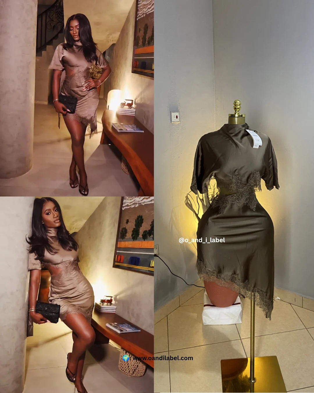 Silk Assymetric Lace Dress