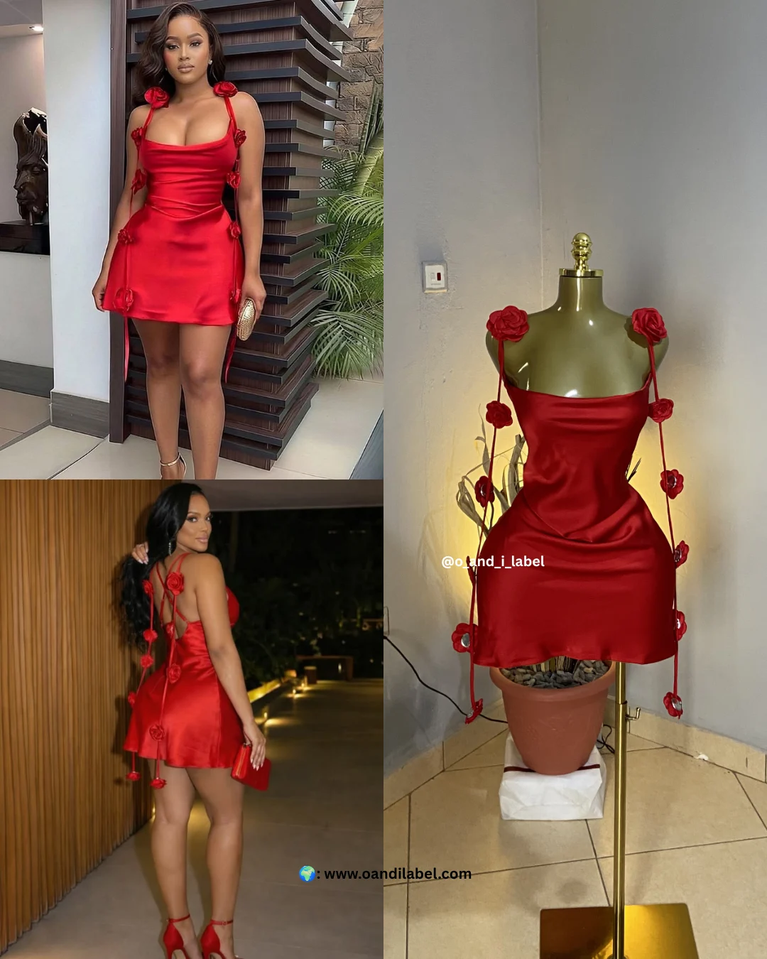3D Floral Silk Dress