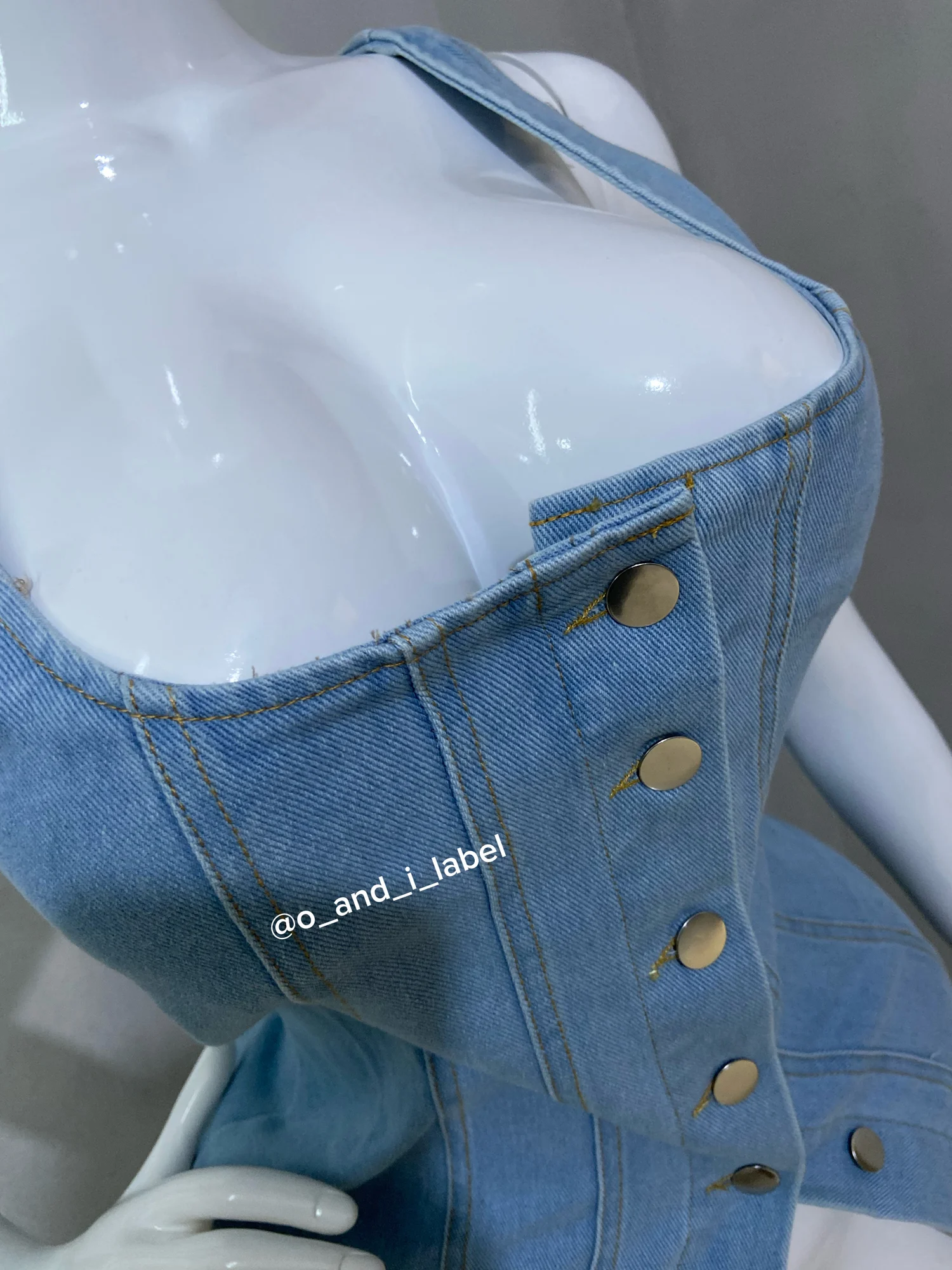 Button-Down Slim Fitted Denim Dress — image 2 of 2