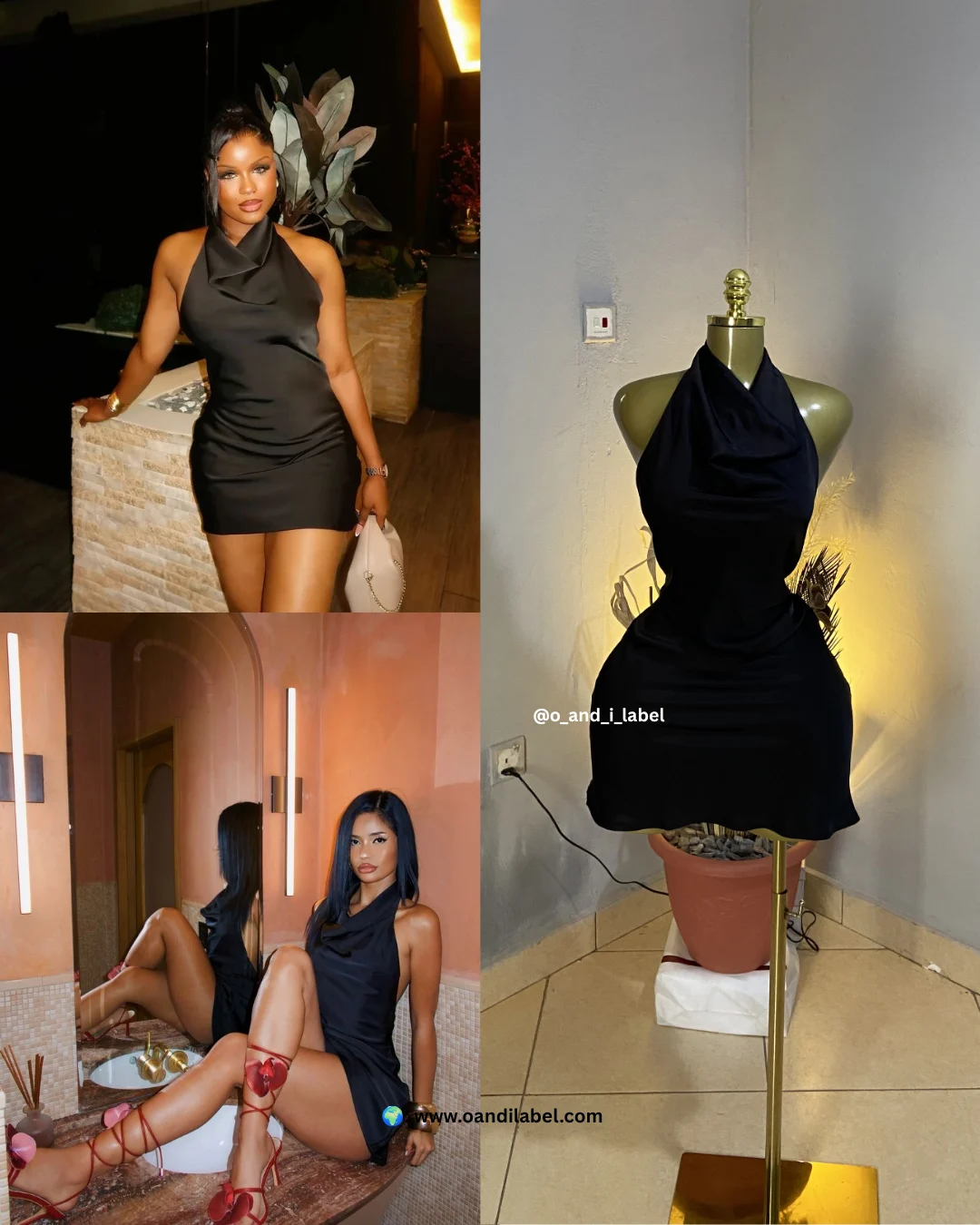 Silk Halter Neck Mini Dress — image 2 of 7