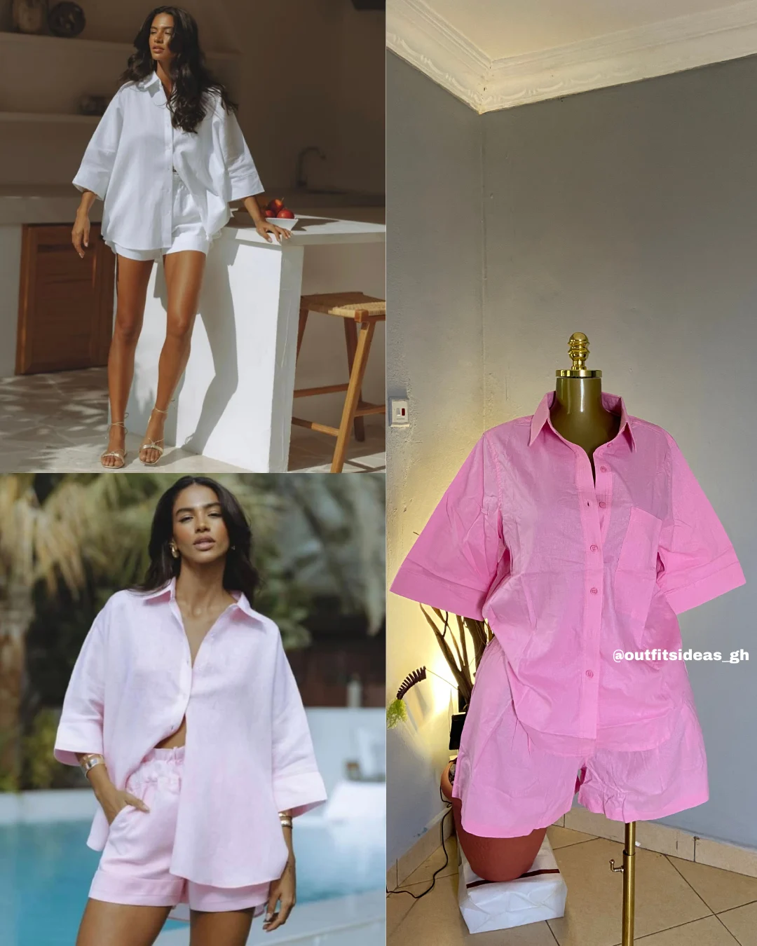 Linen short sleeve & Shorts two-piece set