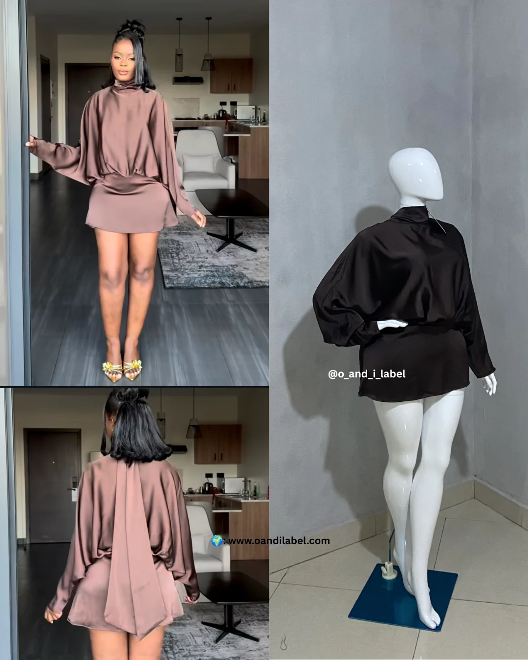 Long sleeve Chic Mini Silk Dress — image 2 of 4