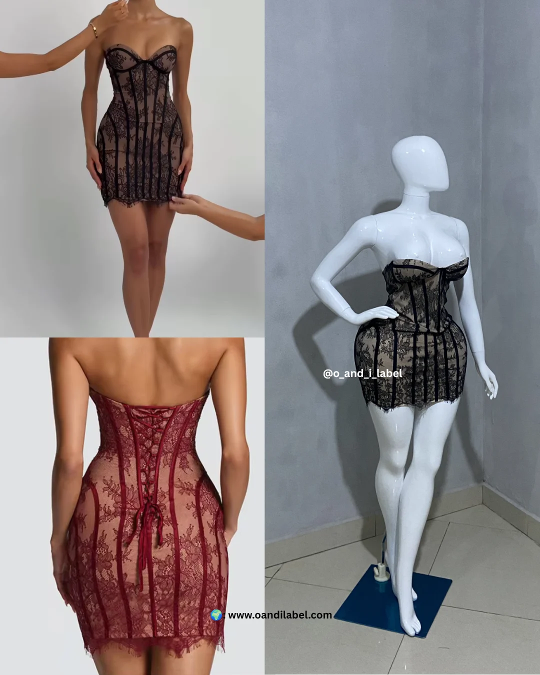 Sleeveless Lace Patchwork Short Dress — image 3 of 3
