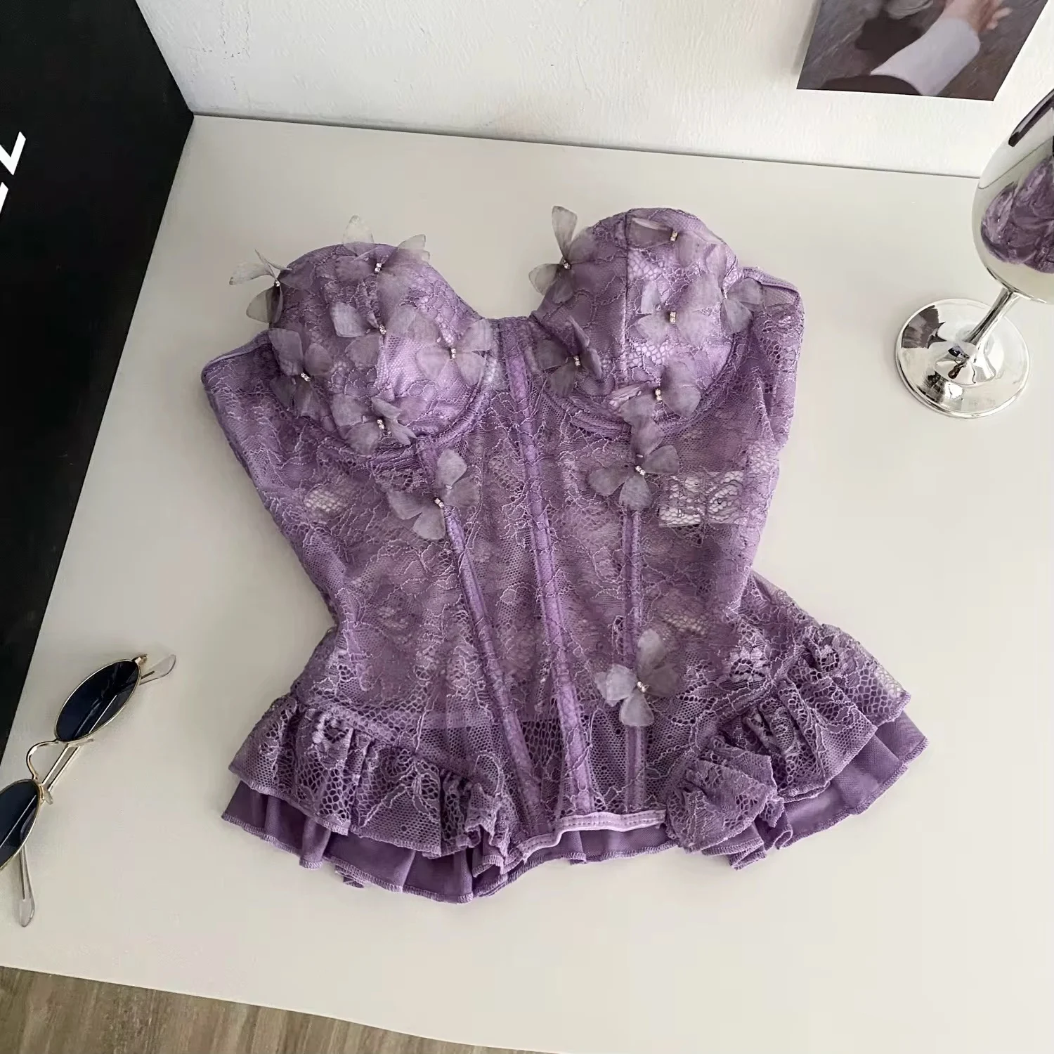 Lace Bustier Sleeveless Corset Top