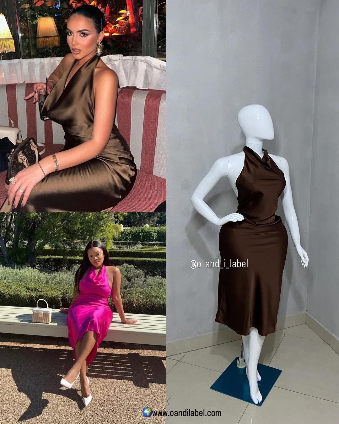 Silk Halter Neck Midi Dress