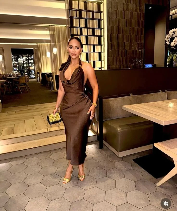 Silk Halter Neck Accessory Midi dress — image 2 of 2