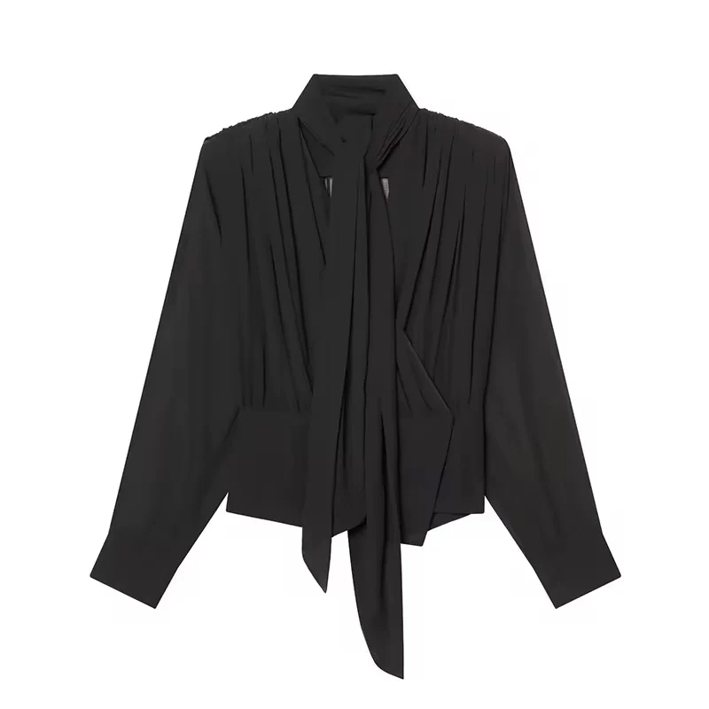 Elegant Draped Cowl-Neck Blouse