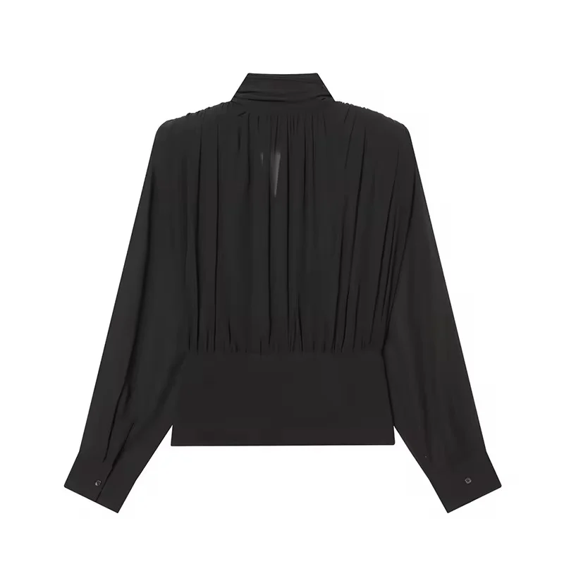 Elegant Draped Cowl-Neck Blouse — image 2 of 3