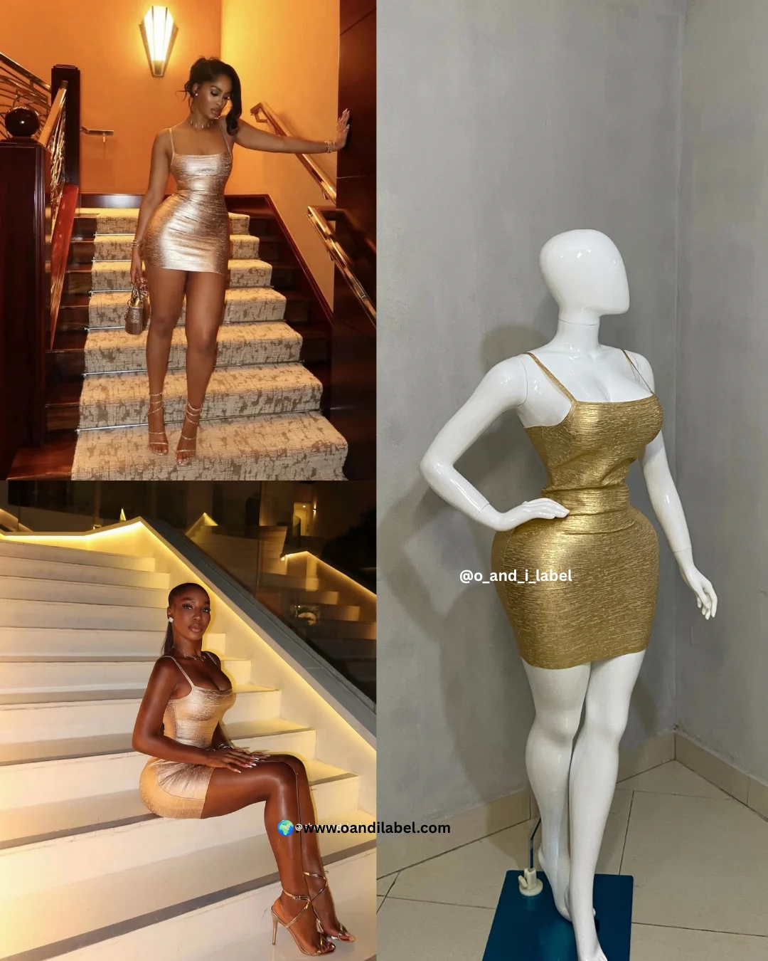 Golden Bandage Mini Dress — premium women's fashion at O & I Label