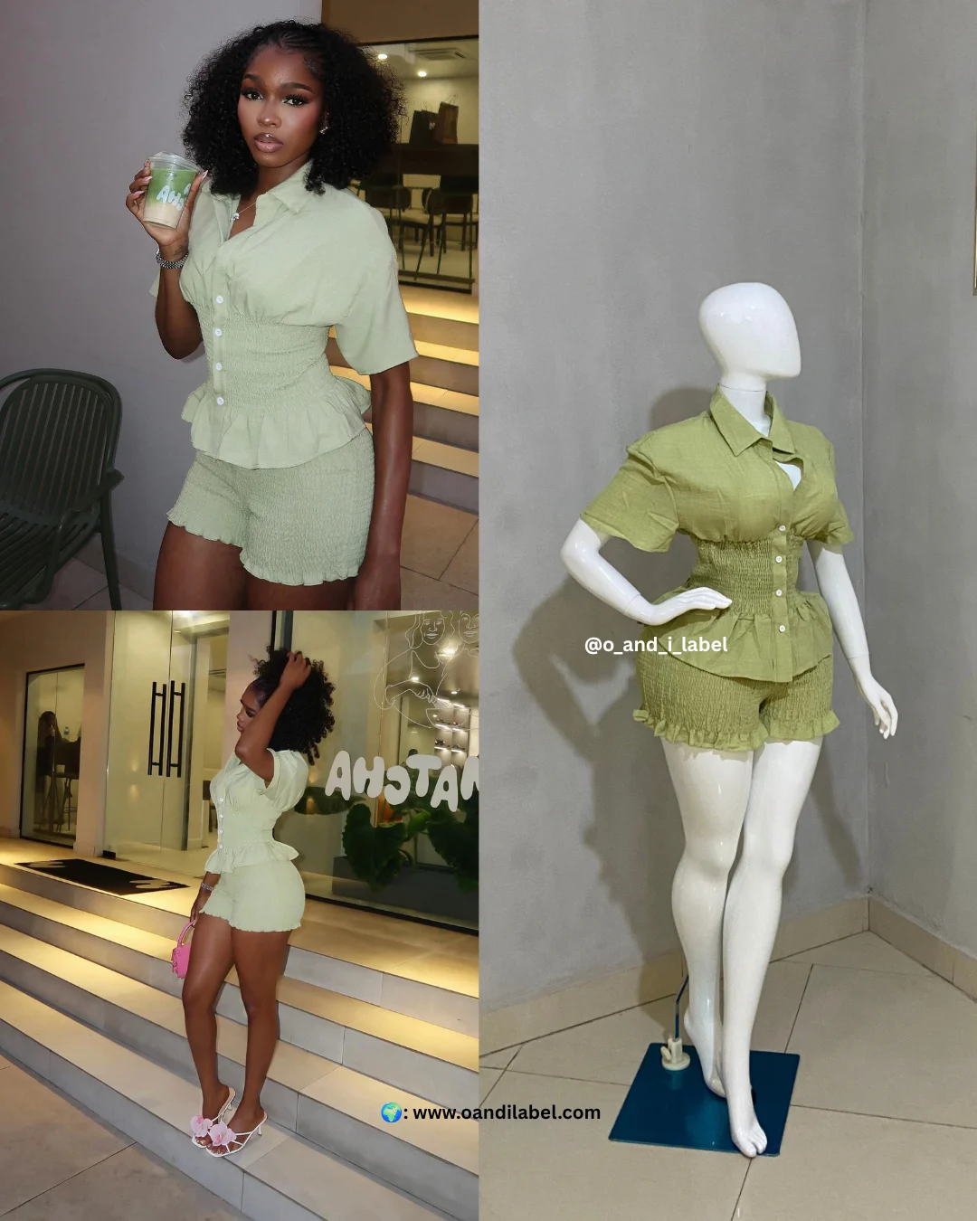 Smocked Peplum Two-Piece Set — premium women's fashion at O & I Label